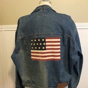 RALPH LAUREN FLAG JEAN JACKET VINTAGE COUNTRY L